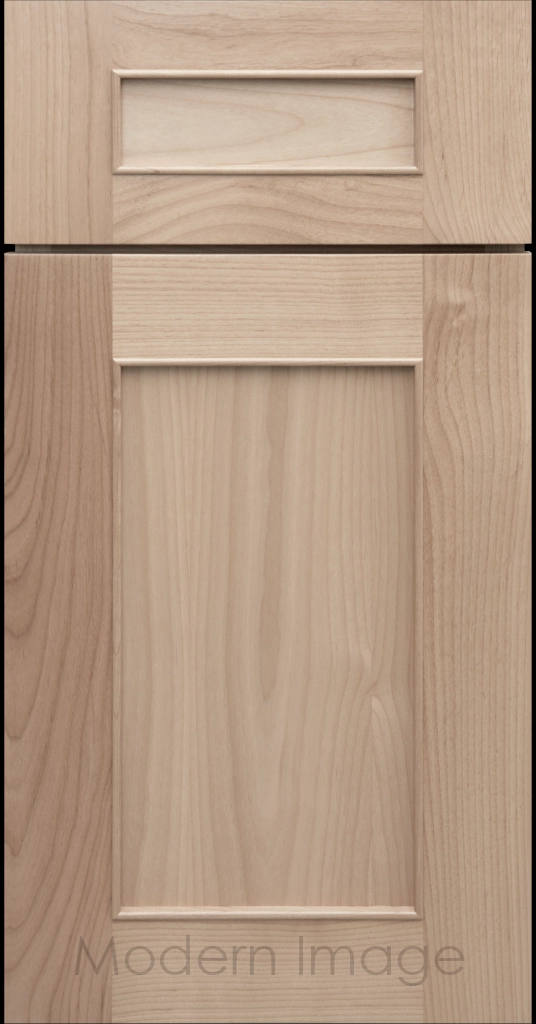 Detail view of a Chandler Shaker cabinet door in Ghost matte stain with raised molding along the inner panel.